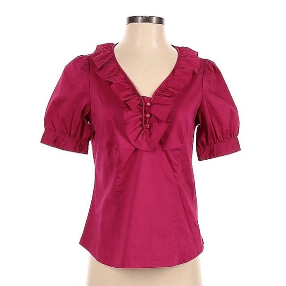 ANN Taylor LOFT Outlet Pink Short Sleeve Blouse Size 4 (Petite) - Picture 1 of 3